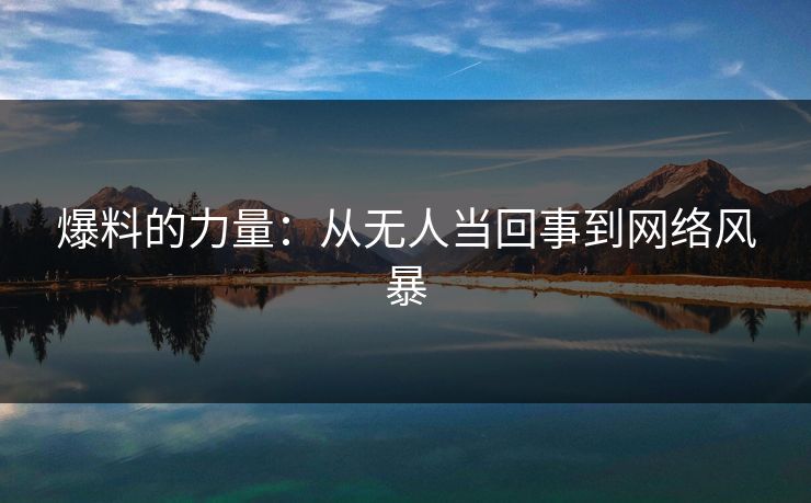爆料的力量：从无人当回事到网络风暴