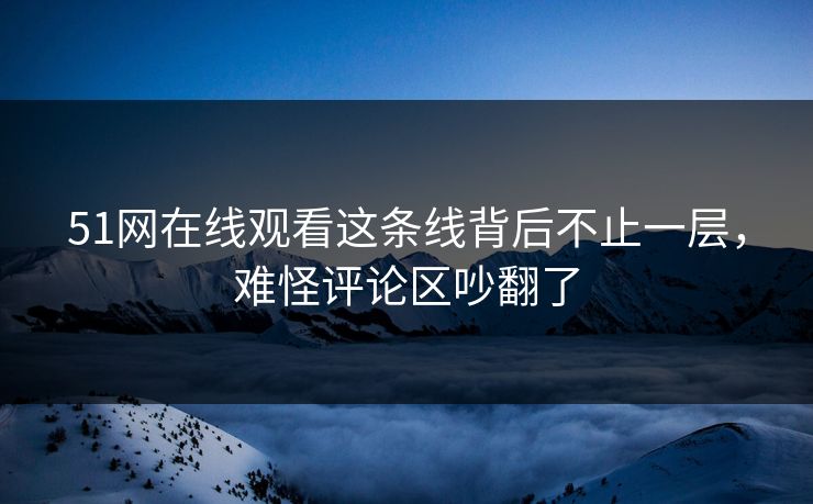 51网在线观看这条线背后不止一层，难怪评论区吵翻了