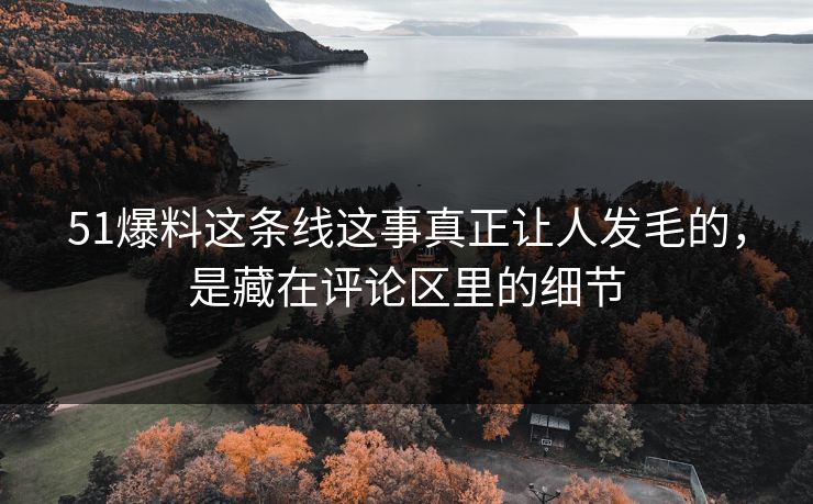 51爆料这条线这事真正让人发毛的，是藏在评论区里的细节