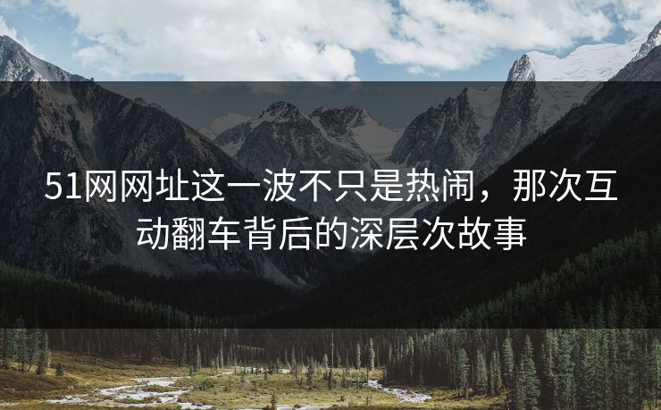 51网网址这一波不只是热闹，那次互动翻车背后的深层次故事